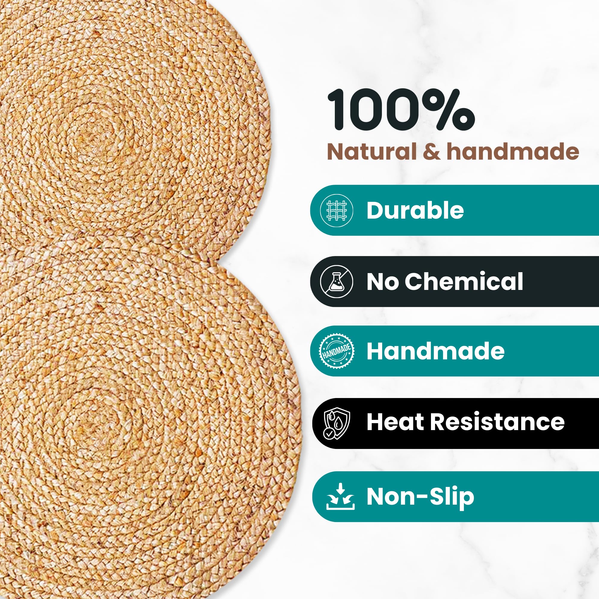Eco Crave Jute Placemats round stylish rustic look complements boho decor.