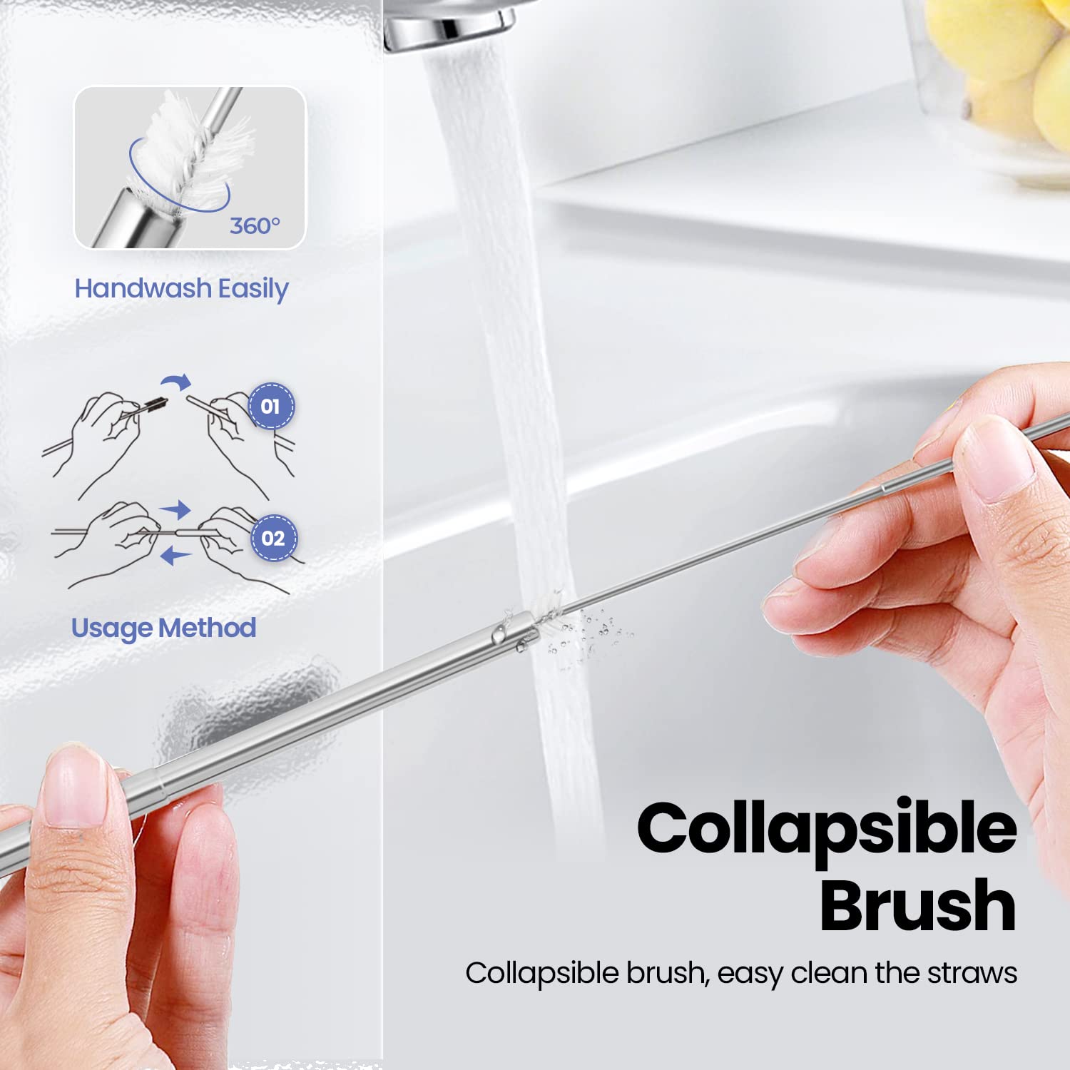 Ecoangel cruise collapsible gold straw premium eco-friendly reuse