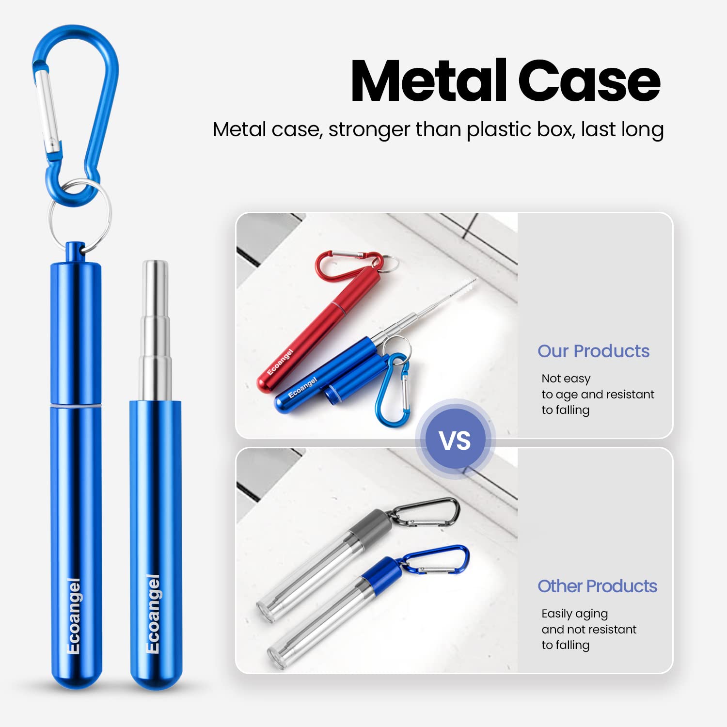 Ecoangel stainless brush 9in cleaning for full straw hygiene.