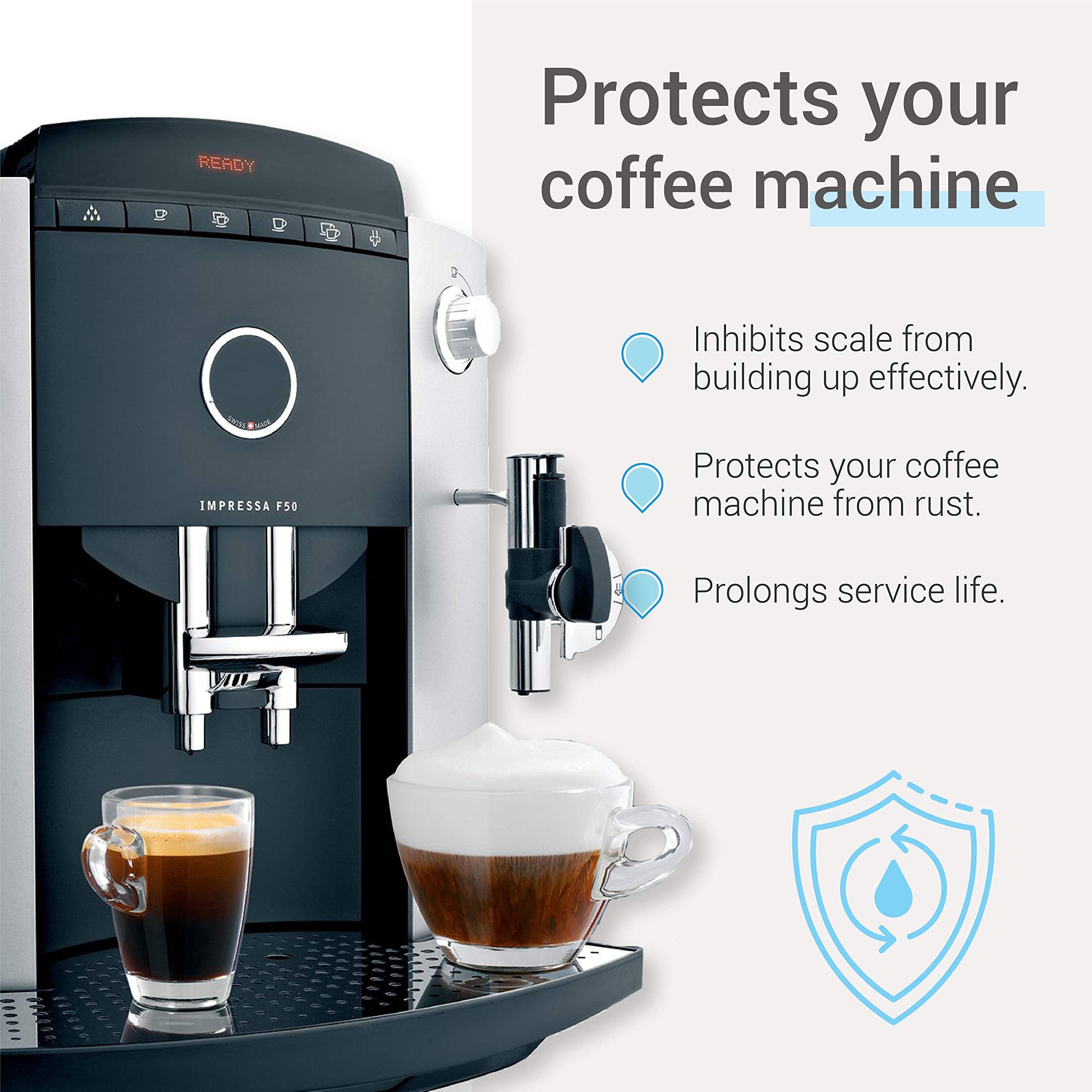 EcoAqua filter lowers chlorine for cleaner, more consistent coffee flavor.