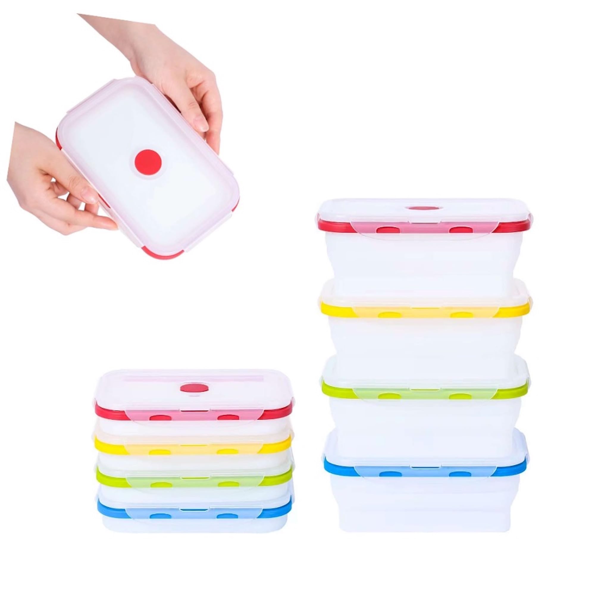 ECOBERI collapsible containers folded for compact travel storage.