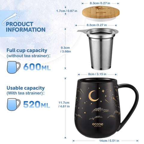 ecoe Tea Mug with lid keeps beverages warm and flavorful.