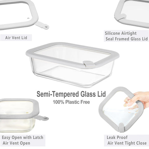 EcoEvo 2cup glass container ready for meal prep and stacking