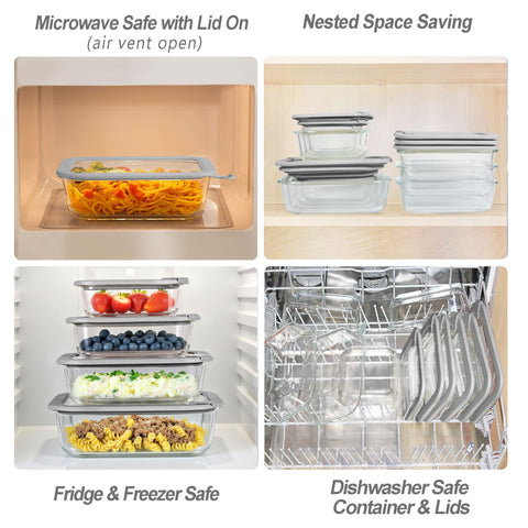 EcoEvo 4cup glass container for batch meals and fridge organization