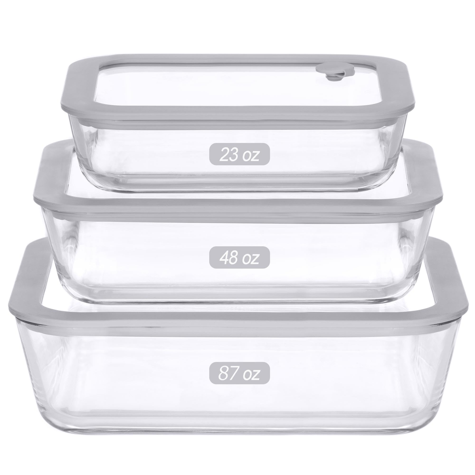 EcoEvo 87oz rectangle glass container with silicone-framed lid for airtight meal prep