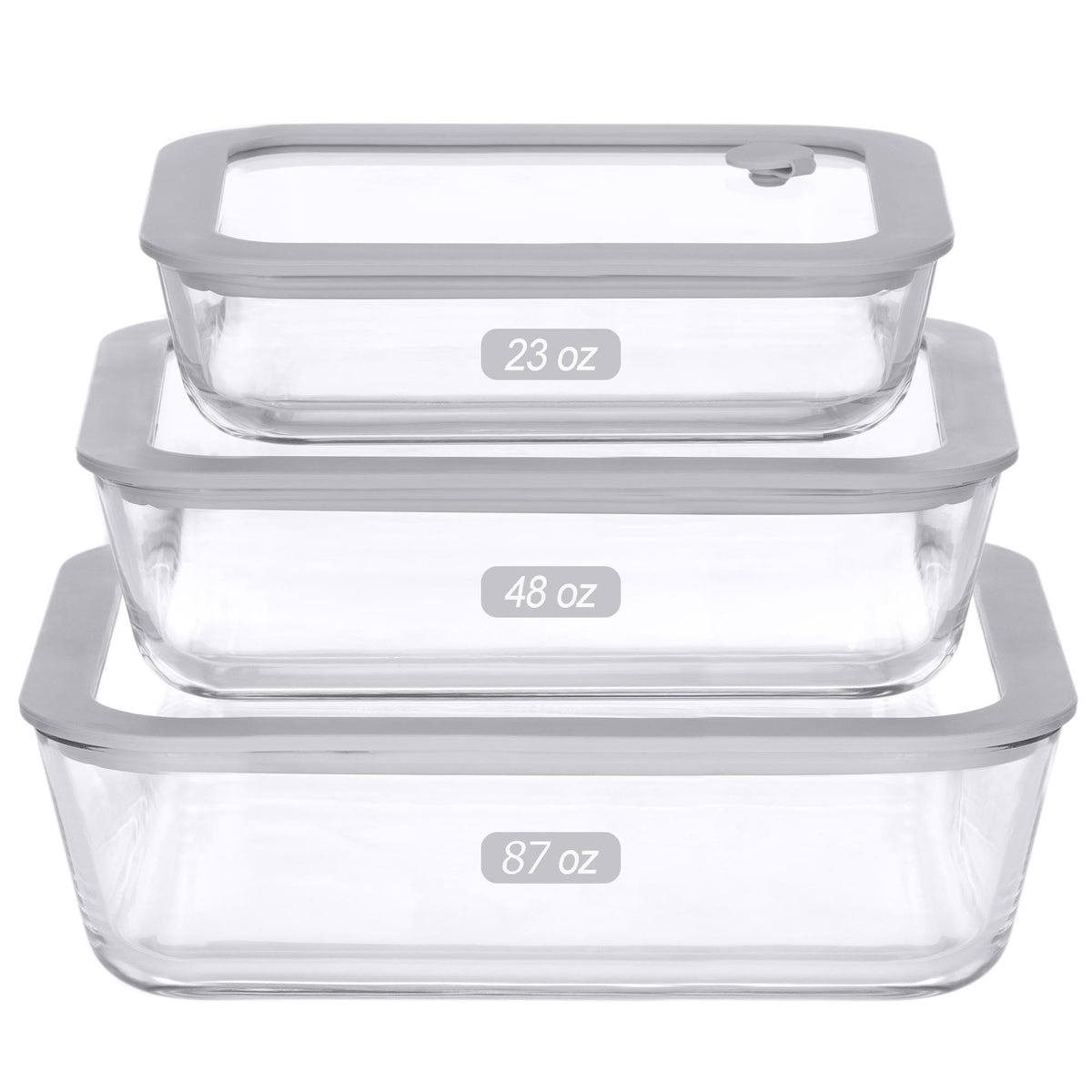 EcoEvo 87oz rectangle glass container with silicone-framed lid for airtight meal prep