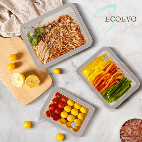 EcoEvo 39oz square glass container with silicone-framed lid for lunch prep