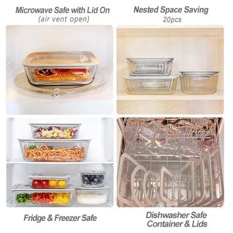 EcoEvo 65oz square glass container with silicone-framed lid stores leftovers