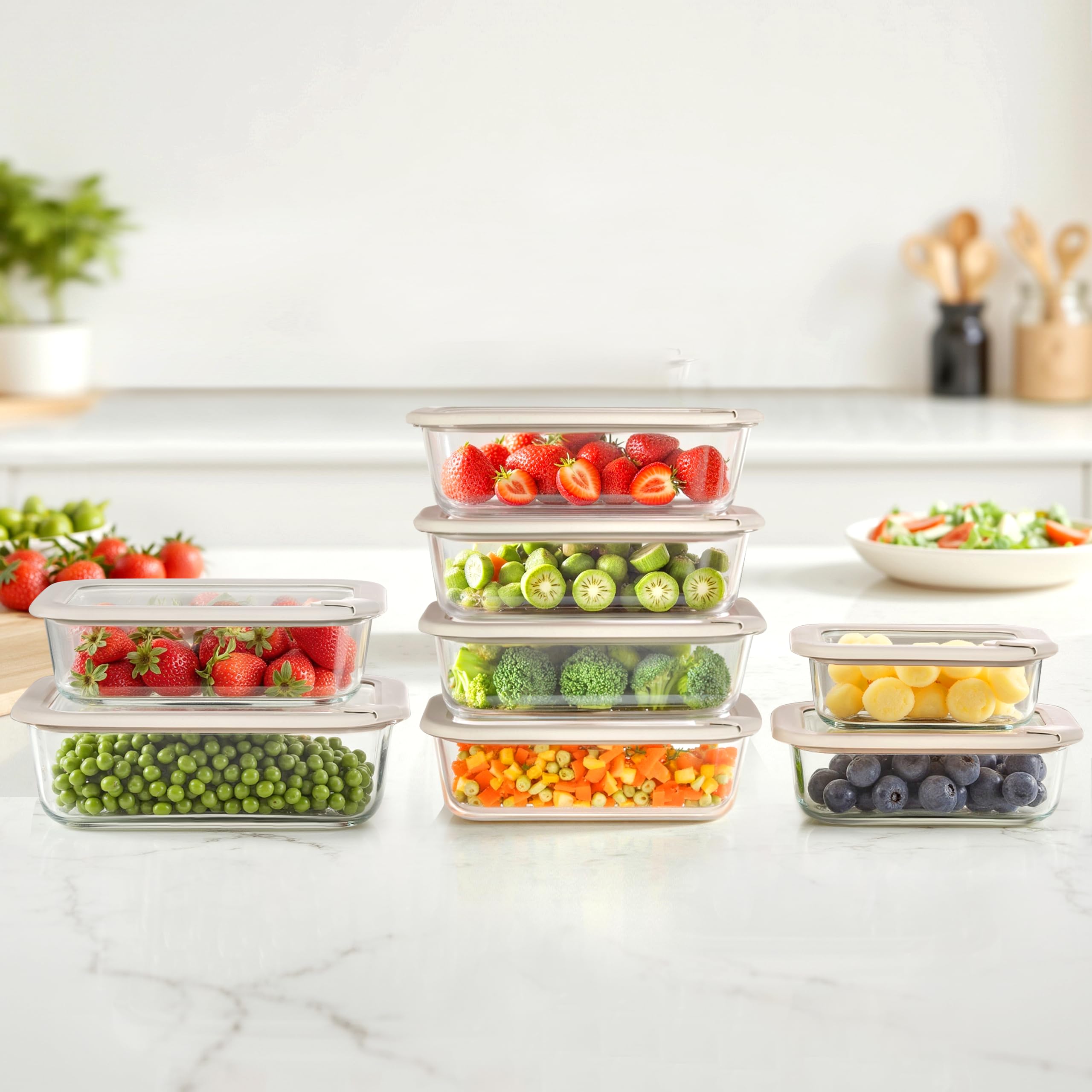 EcoEvo rectangle 21oz glass container perfect for lunches on the go.