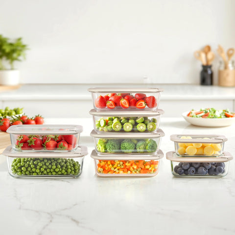EcoEvo rectangle 21oz glass container perfect for lunches on the go.