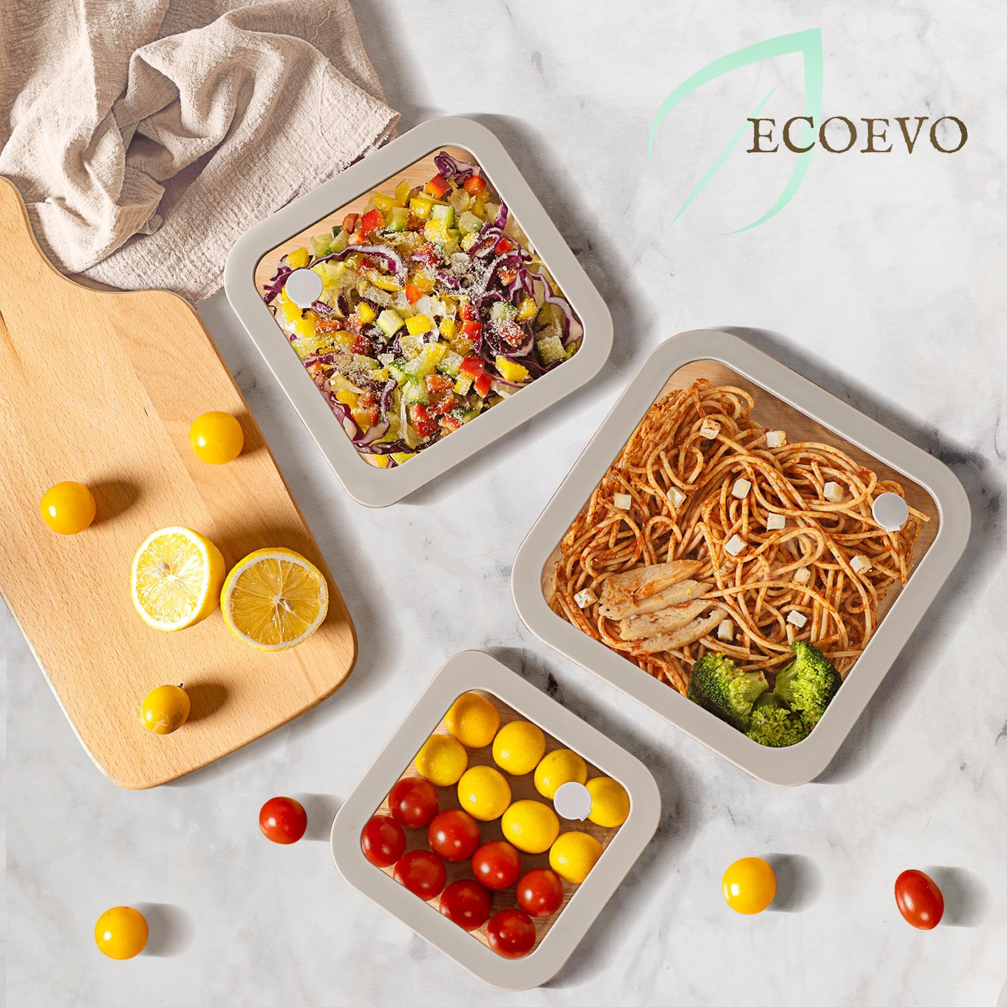 EcoEvo round 30oz container ready for reheating and organized snacks