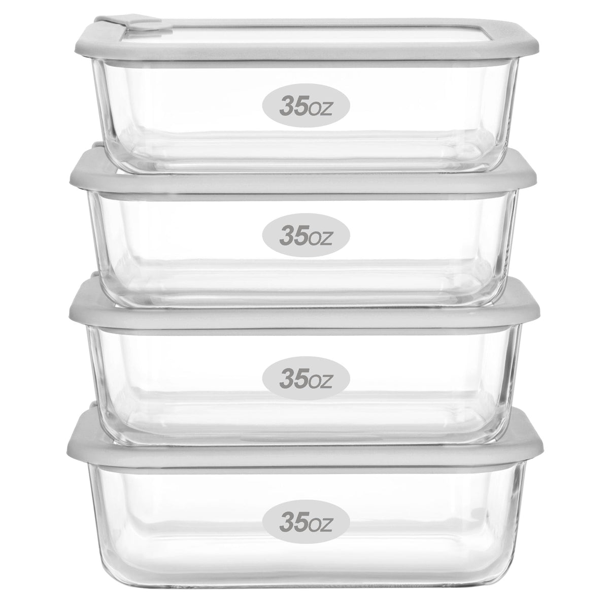EcoEvo square 27oz glass container with silicone frame lid keeps leftovers fresh and easy to view.