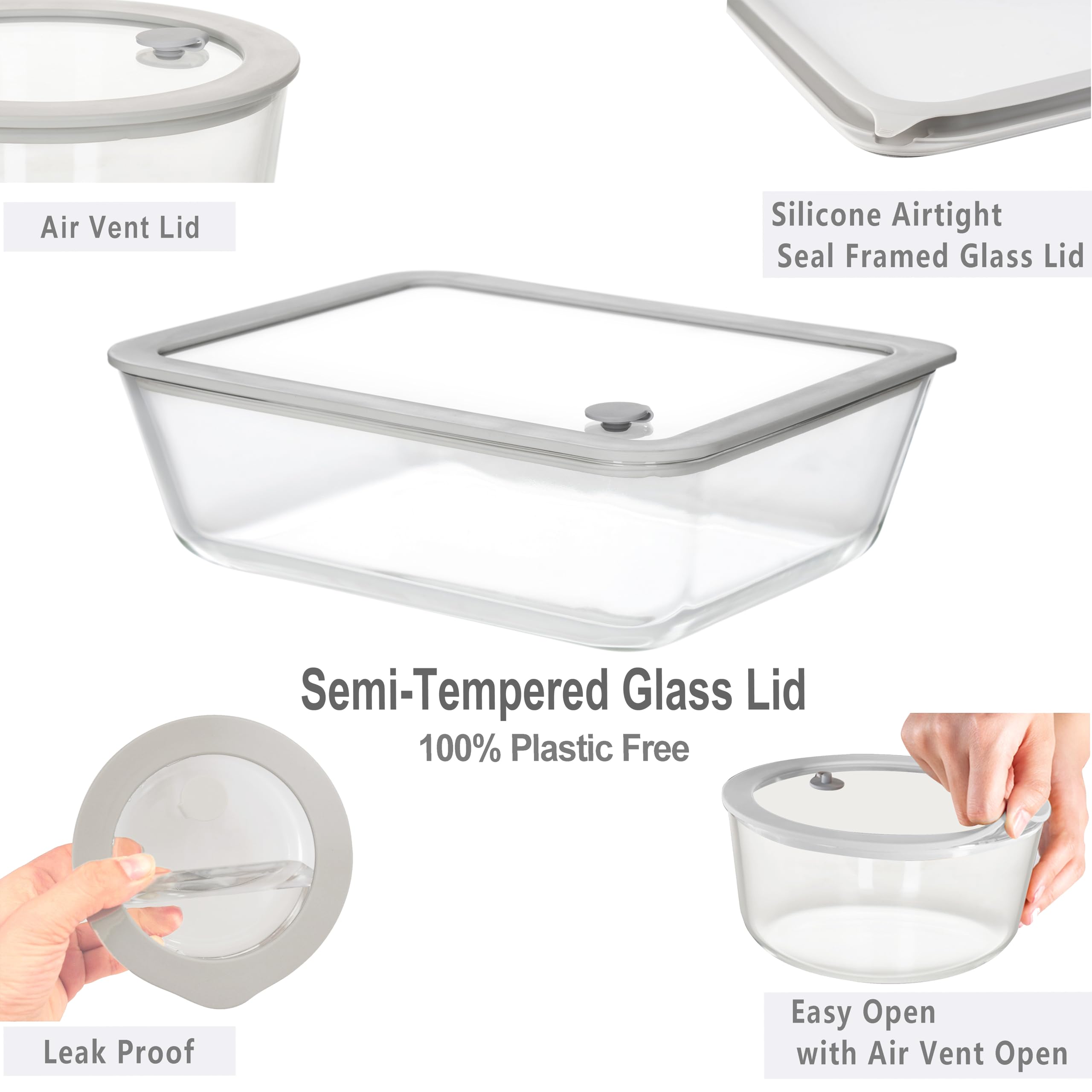 EcoEvo square 39oz container with silicone frame lid for easy viewing