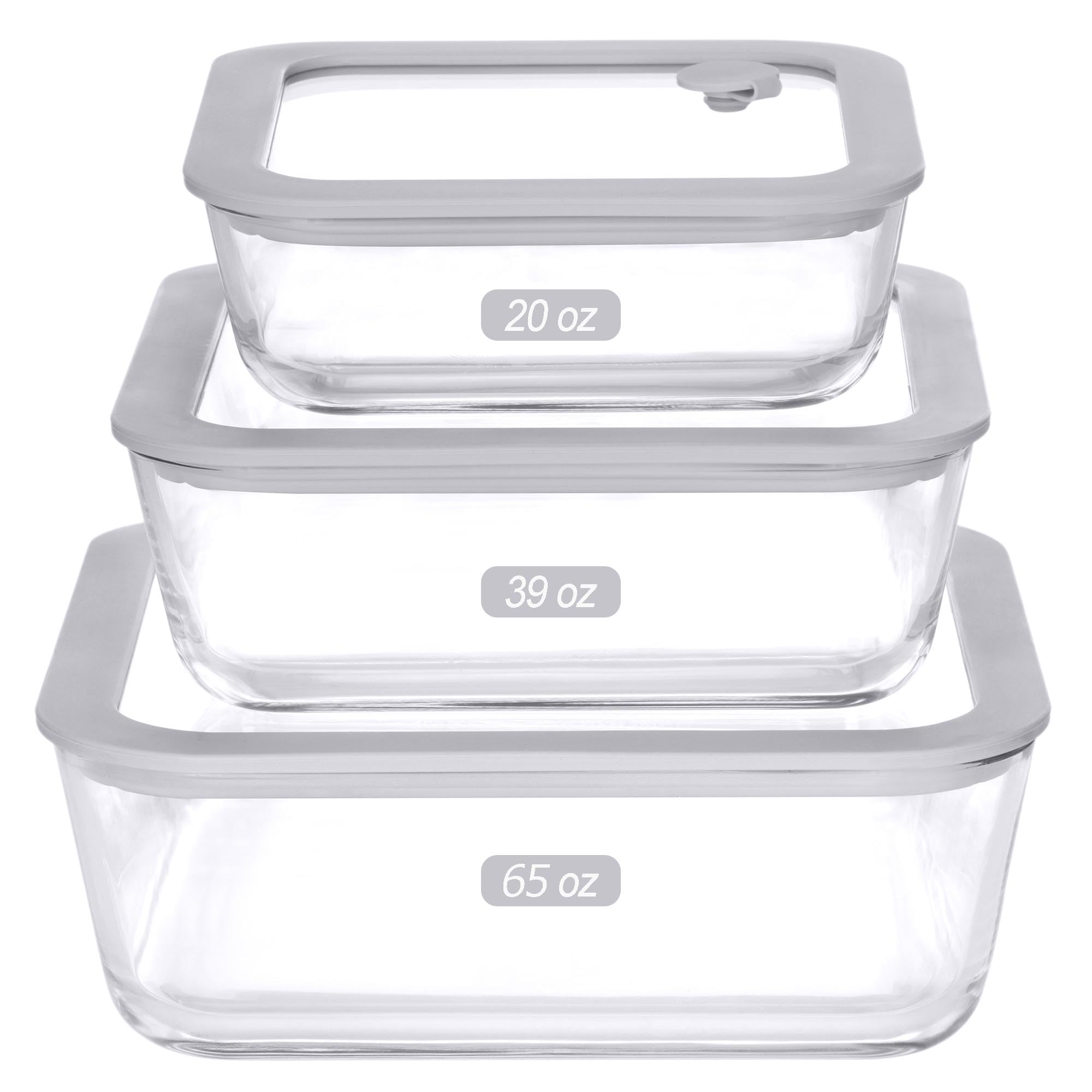 EcoEvo square 65oz container with glass lid, leak-proof design for meal prep