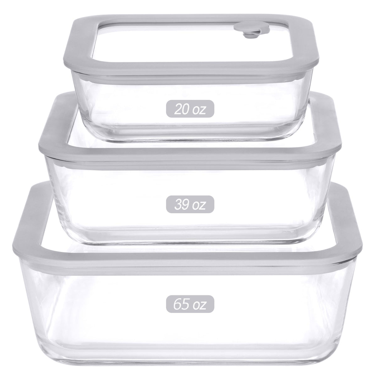 EcoEvo square 65oz container with glass lid, leak-proof design for meal prep