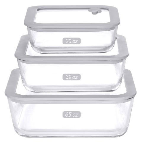 EcoEvo square 65oz container with glass lid, leak-proof design for meal prep