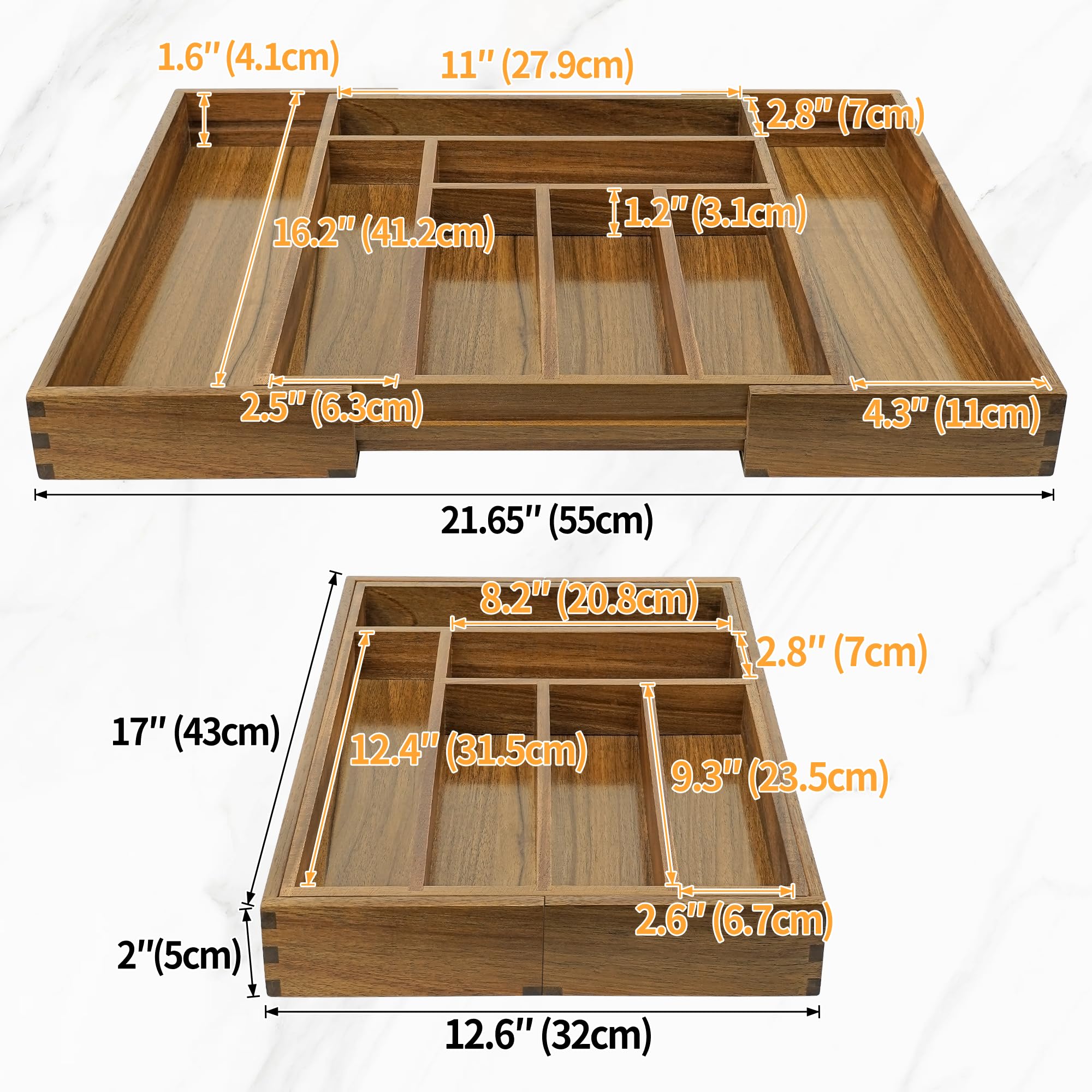 EcoFives acacia tray used for cosmetics or office storage