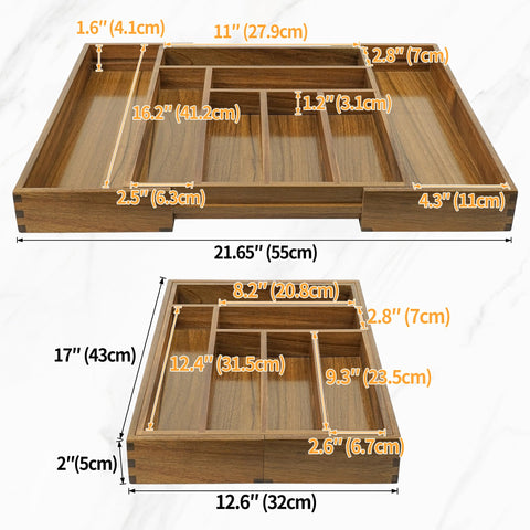 EcoFives acacia tray used for cosmetics or office storage
