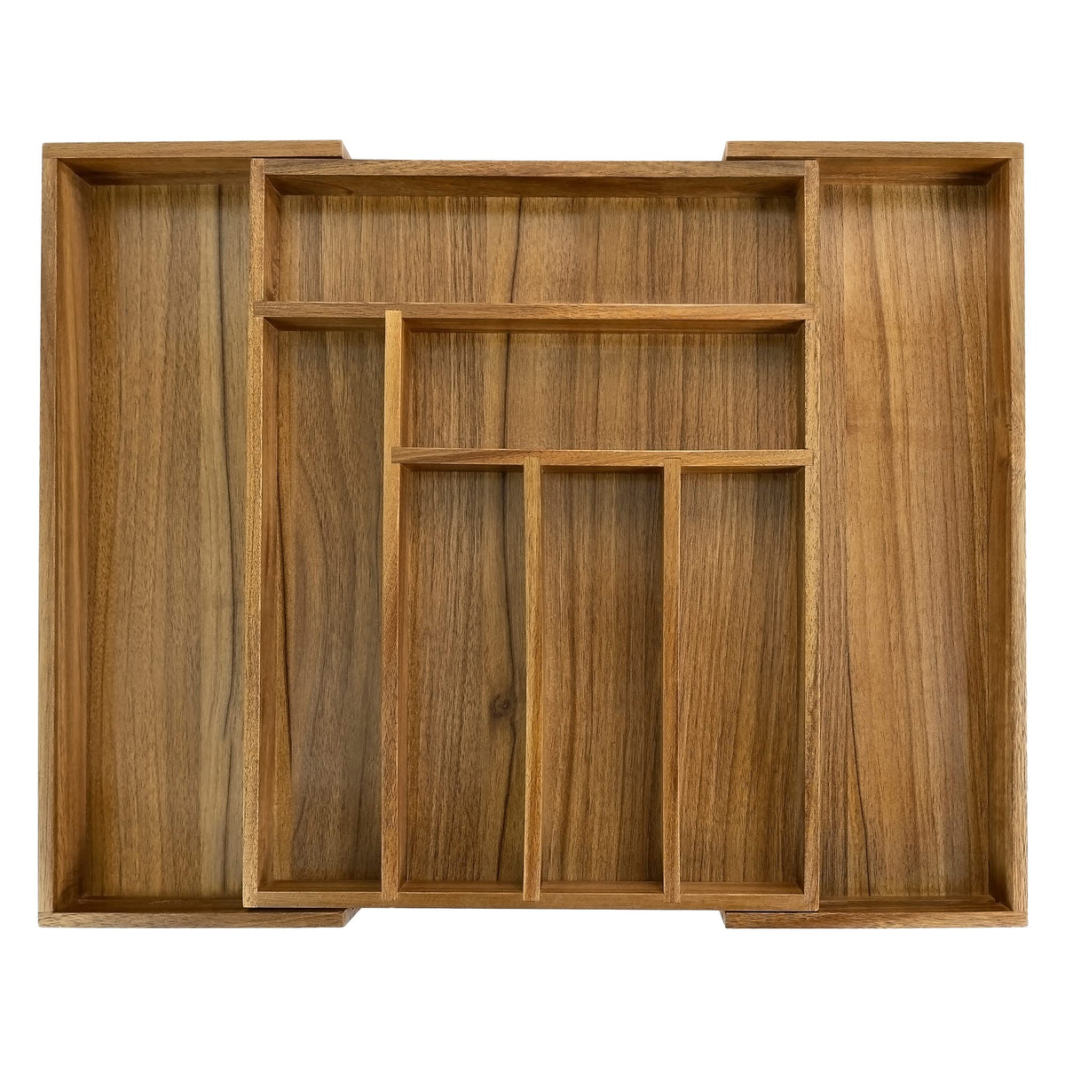 EcoFives luxury acacia drawer organizer with seven slots for flatware