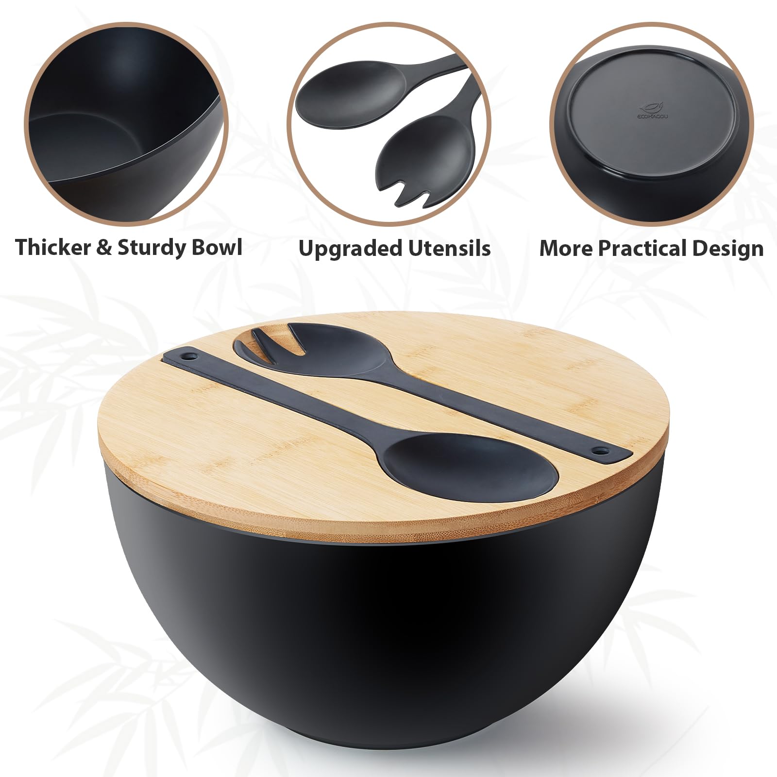 ECOHAGOU 11-3 inch diameter bowl ideal for large salads and family meals.