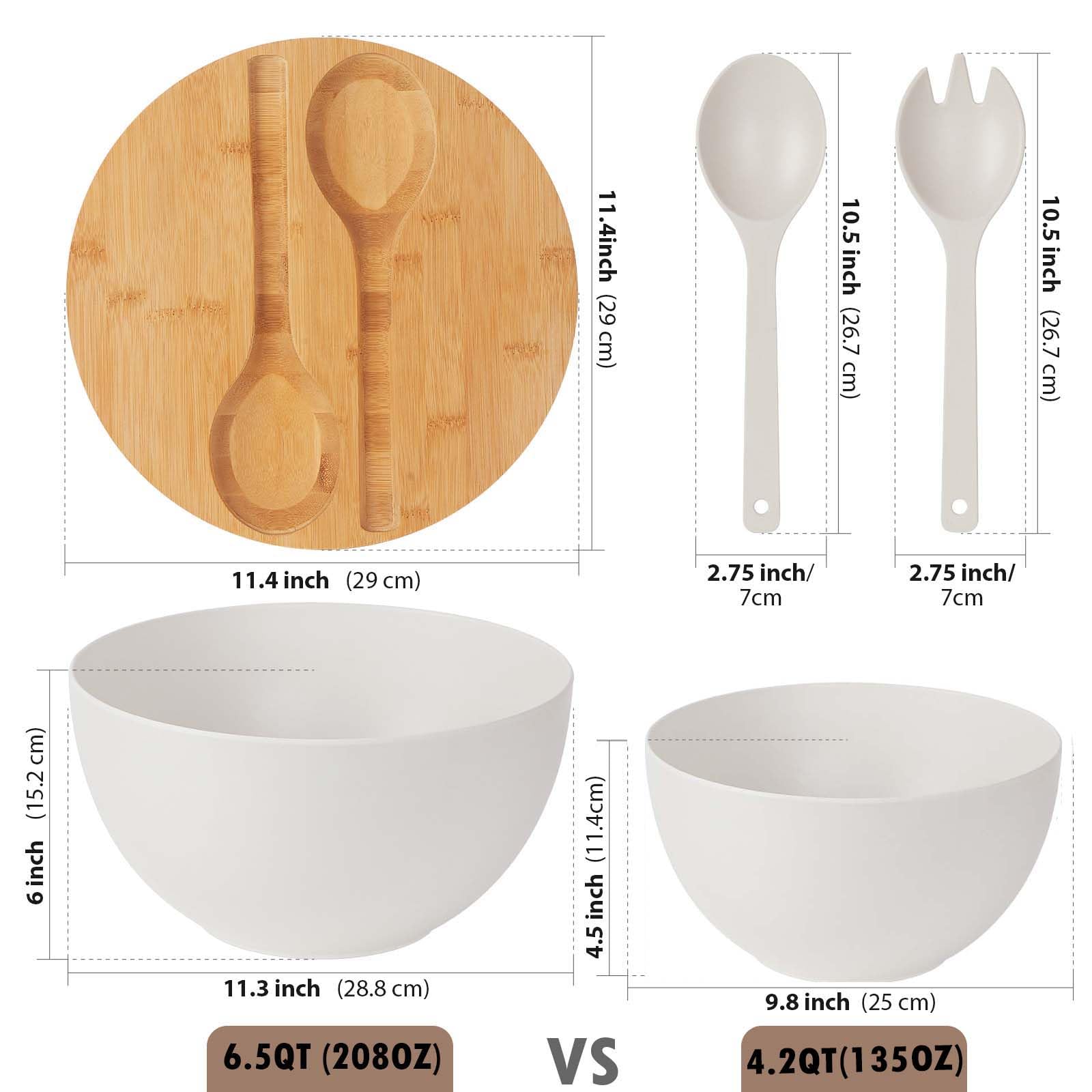 ECOHAGOU 6 quart capacity bowl perfect for salads, pasta, and fruit.