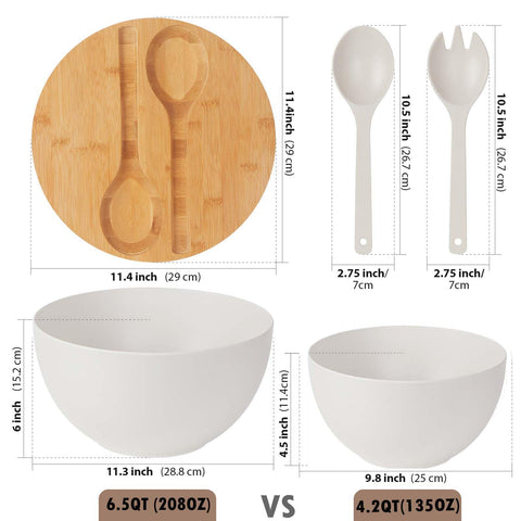 ECOHAGOU 6 quart capacity bowl perfect for salads, pasta, and fruit.