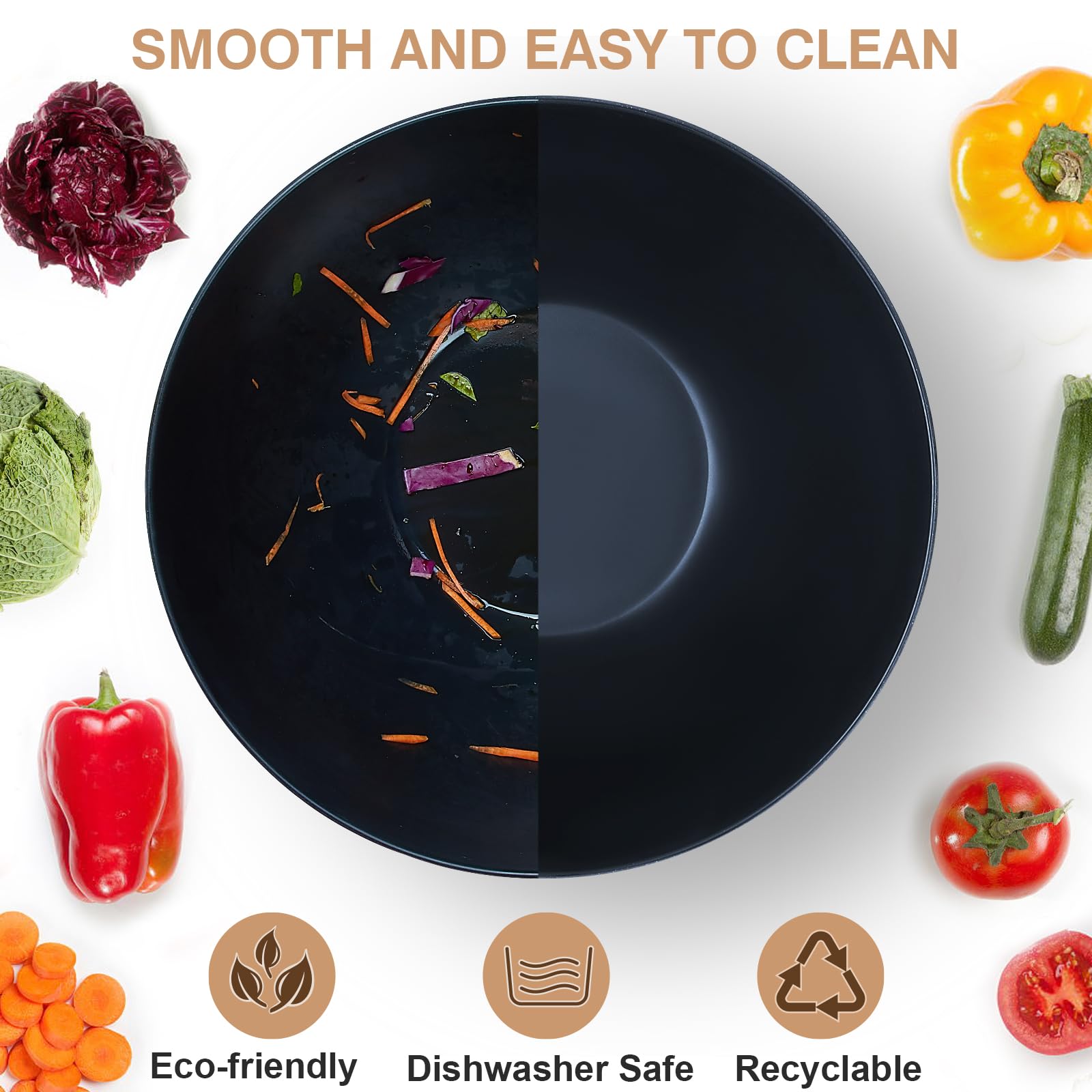 ECOHAGOU bamboo fiber bowl suited for salads, fruits, or pasta.