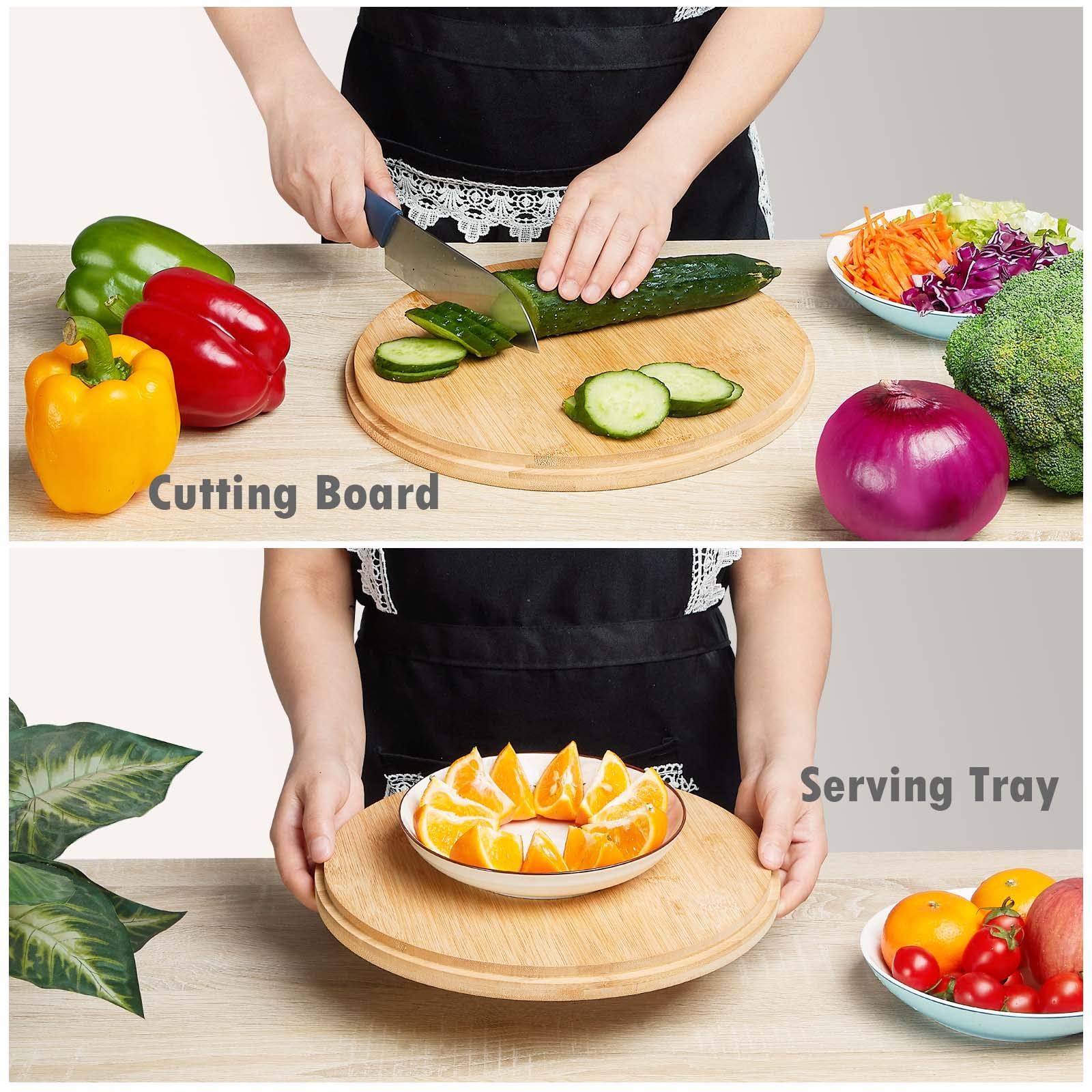 ECOHAGOU bamboo wood lid keeps ingredients fresh and doubles as a cutting board.
