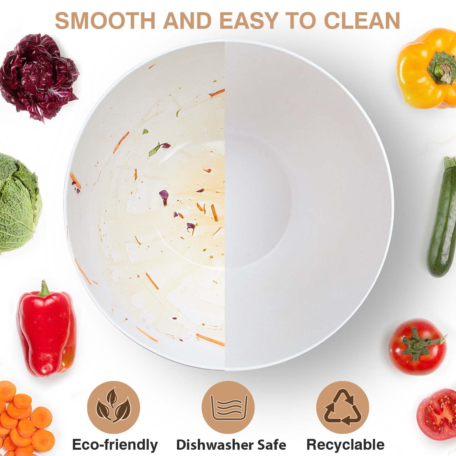 ECOHAGOU serving spoon and fork complement the jumbo bowl for easy serving.