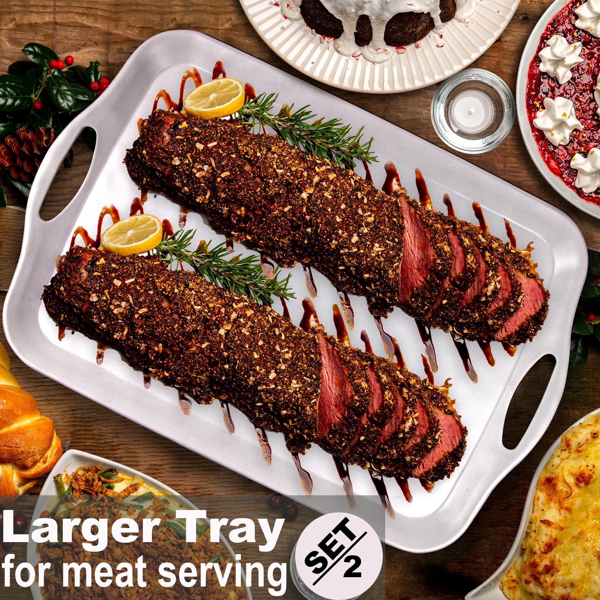 ECOIOU melamine tray with matte finish offering lightweight durability.