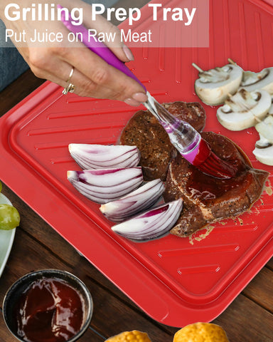 ECOIOU trays with raised edges and juice groove minimize leaks.