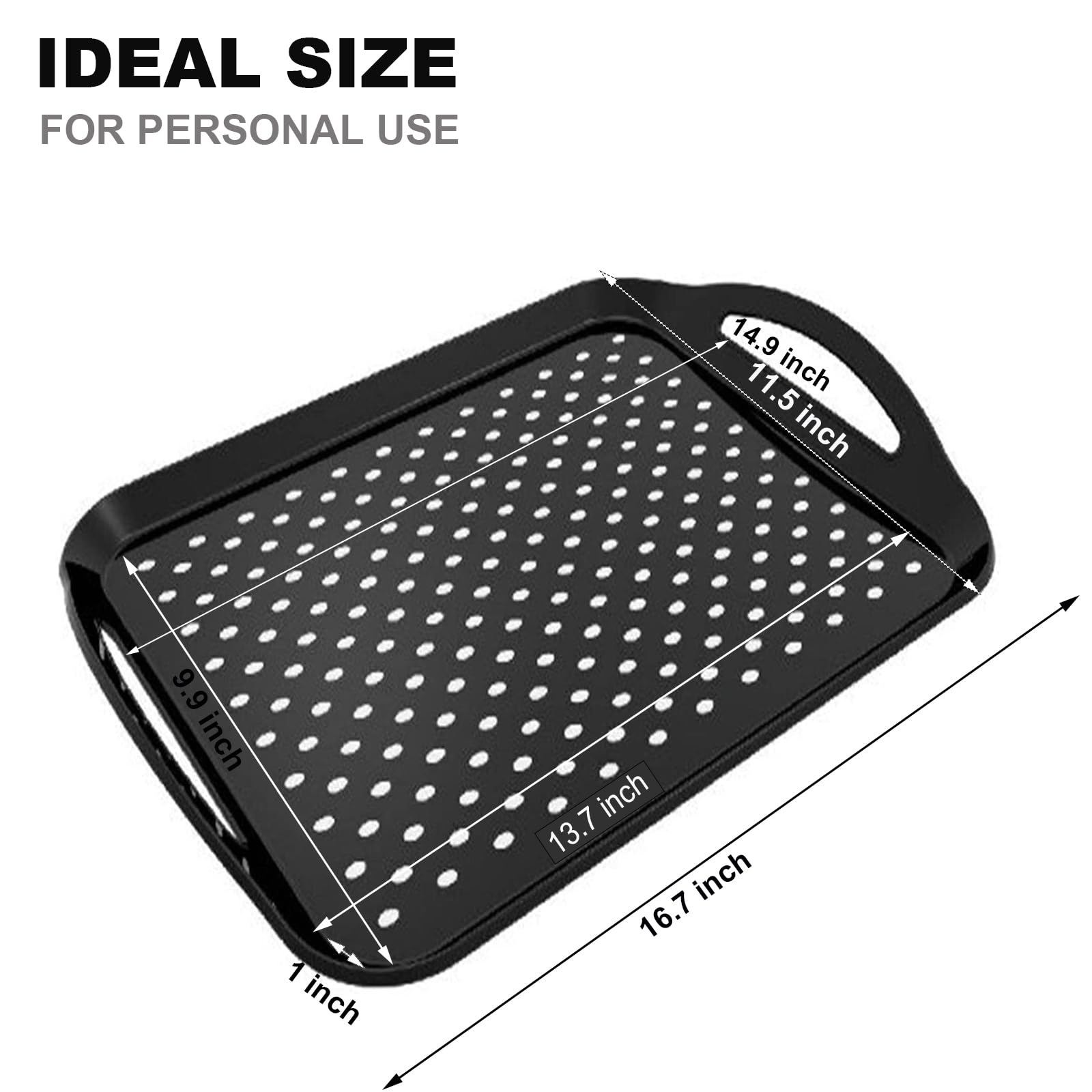 ECOIOU tray with grip-bottom design to prevent sliding on surfaces.