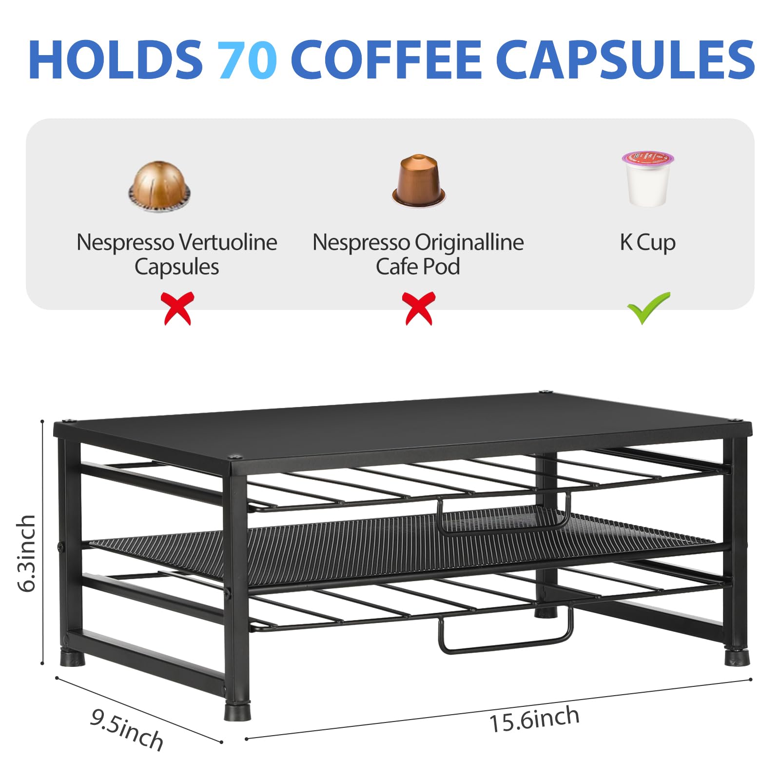 ECOLOVI under-coffee-maker design saves counter space while keeping the area tidy.