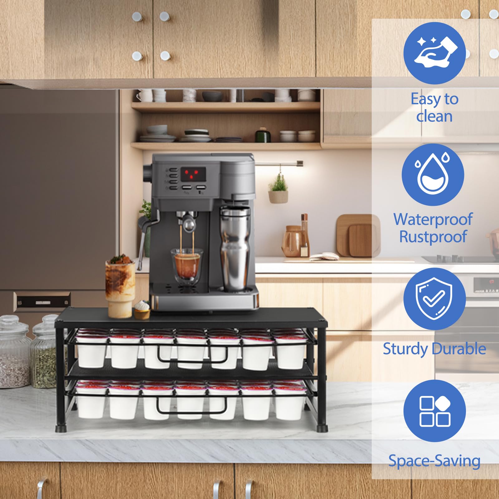 ECOLOVI sliding-drawers open view demonstrates quick pod access and organization.