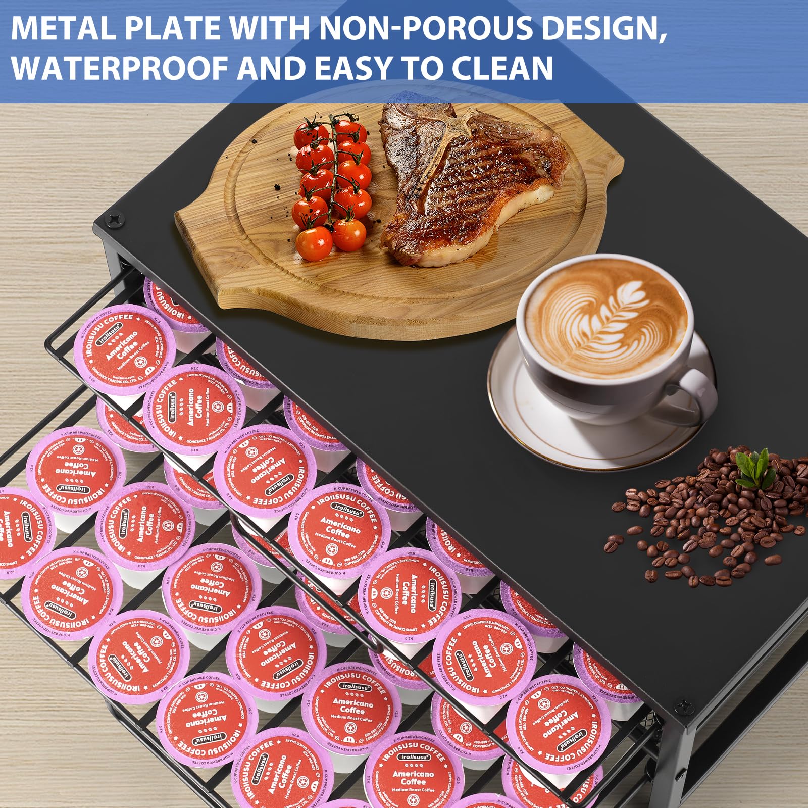 ECOLOVI metal-frame close-up highlights sturdy construction for stable placement.