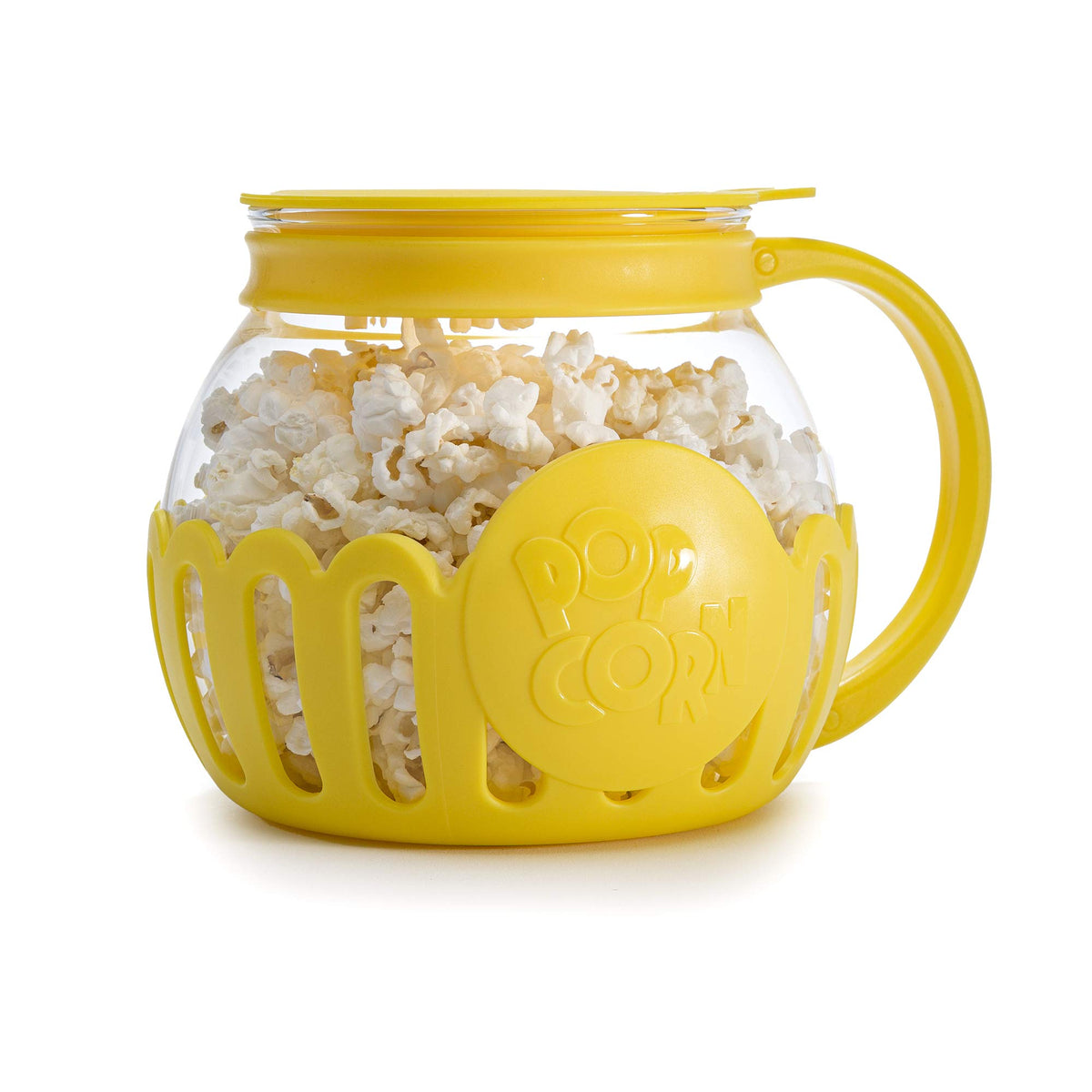 Ecolution Micro-Pop popcorn popper in yellow front view for quick, oil-free, snacking.