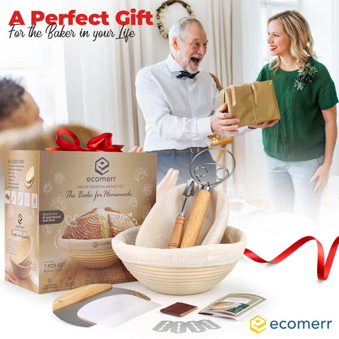 Ecomerr proofing basket set shown with two shapes for versatility.