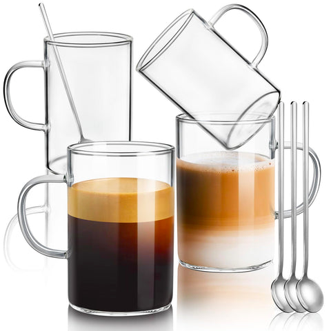 ecooe 16oz borosilicate mug with handle, side view, showcasing sturdy grip