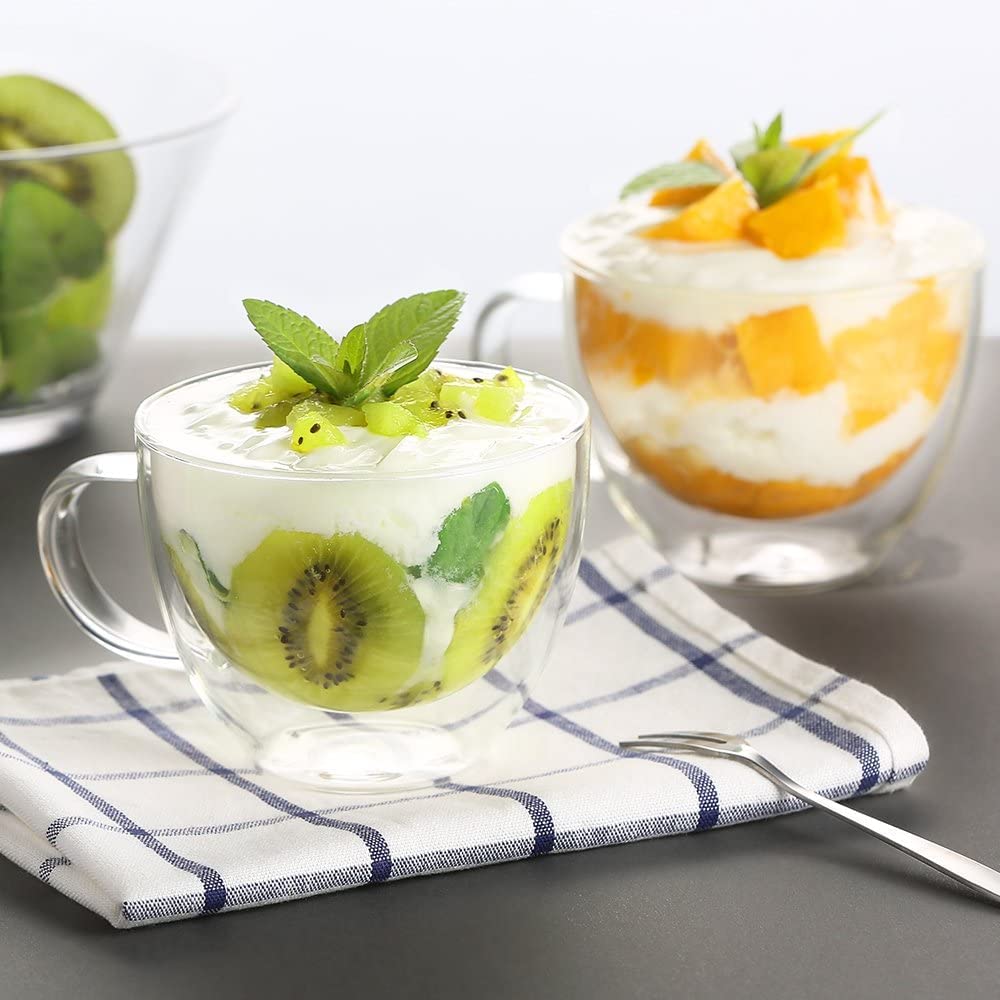 Ecooe floating-illusion glass enhances presentation of coffee or tea.
