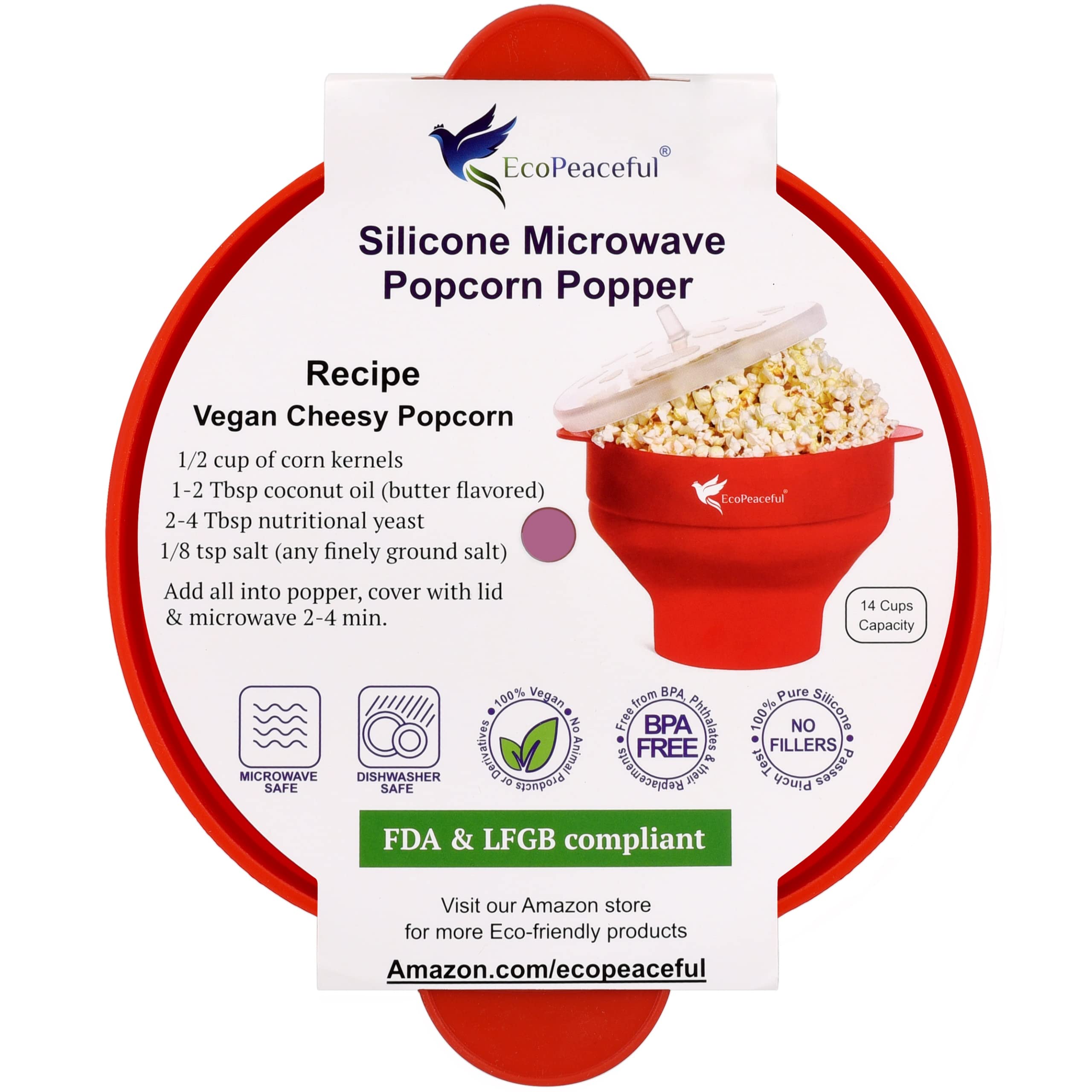 EcoPeaceful popcorn popper features side handles for safe removal