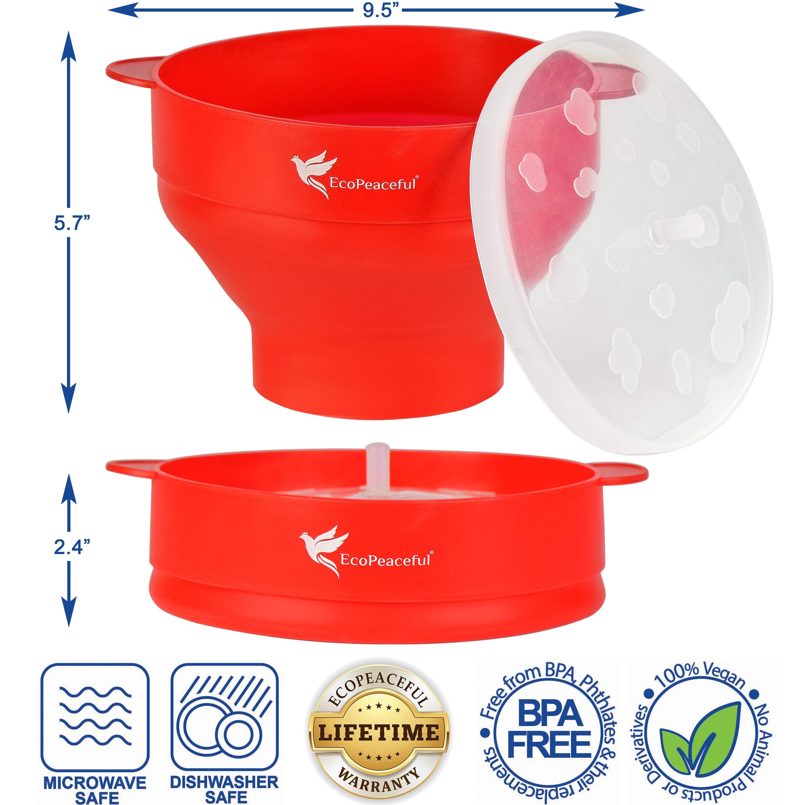 EcoPeaceful popcorn popper shows measuring lines for precise kernel amounts