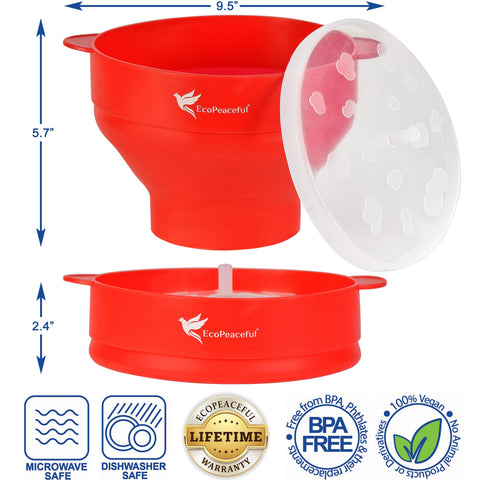 EcoPeaceful popcorn popper shows measuring lines for precise kernel amounts