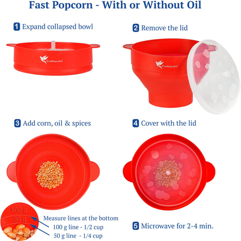EcoPeaceful popcorn popper in microwave during popping