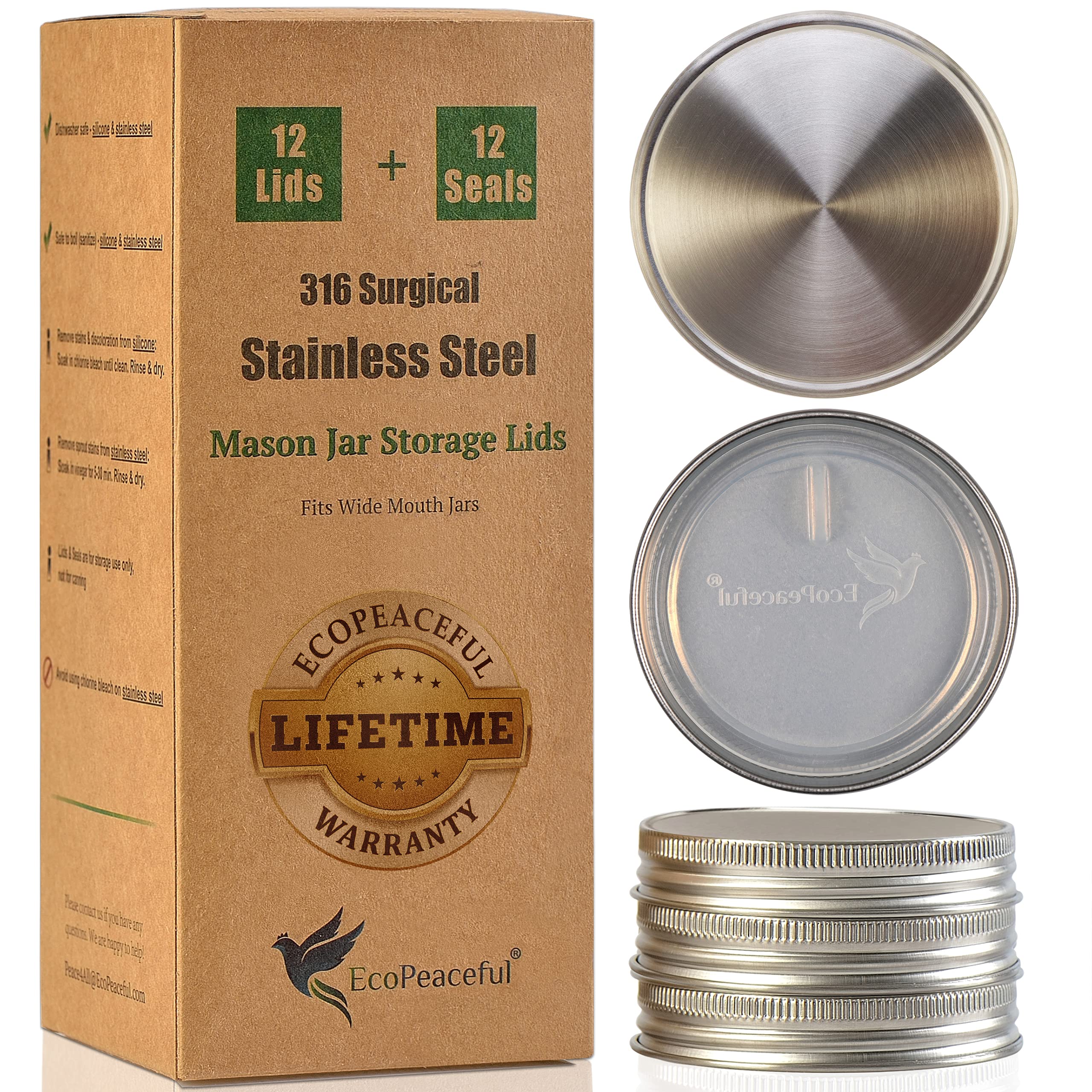 EcoPeaceful wide-mouth lid on a jar for airtight storage.