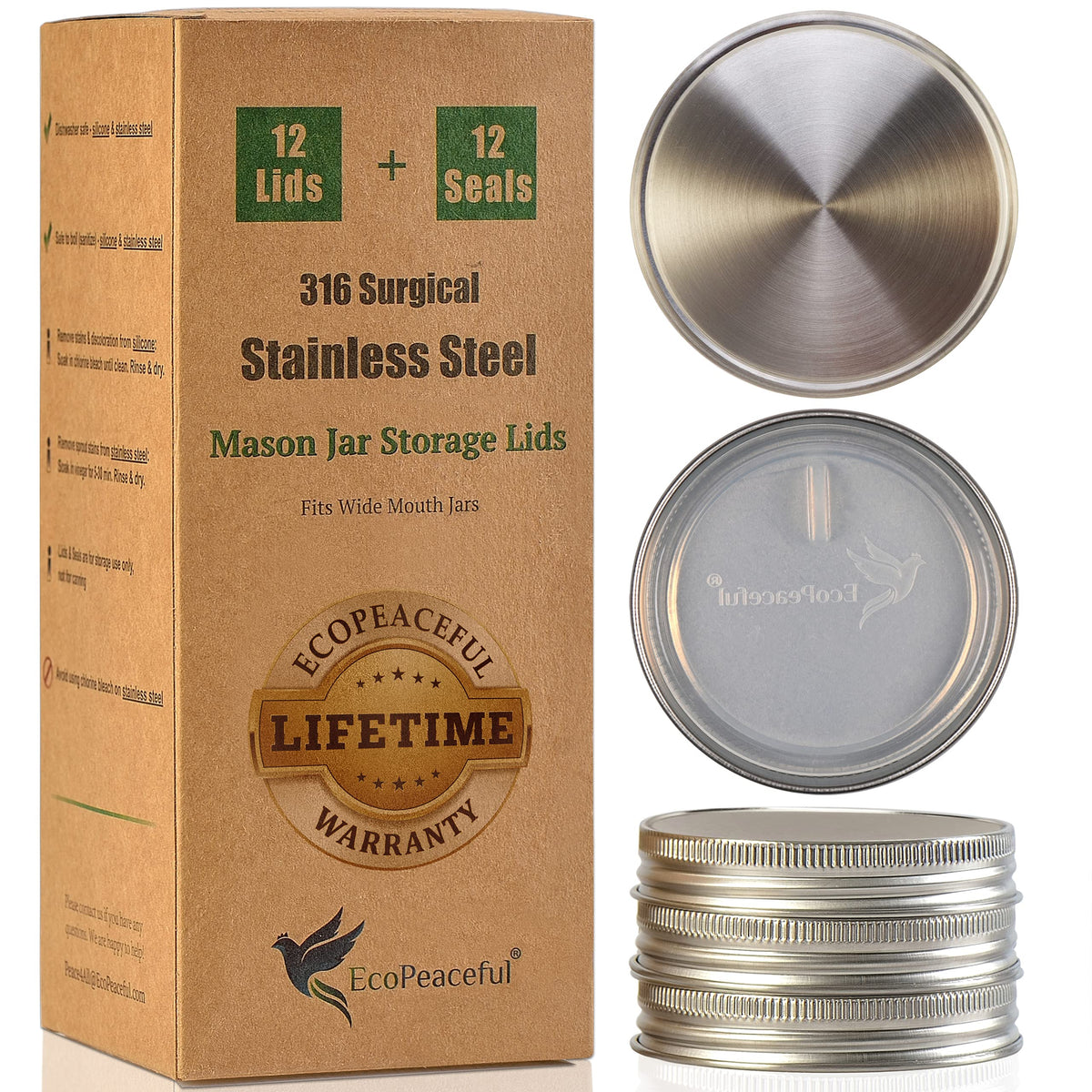 EcoPeaceful wide-mouth lid on a jar for airtight storage.
