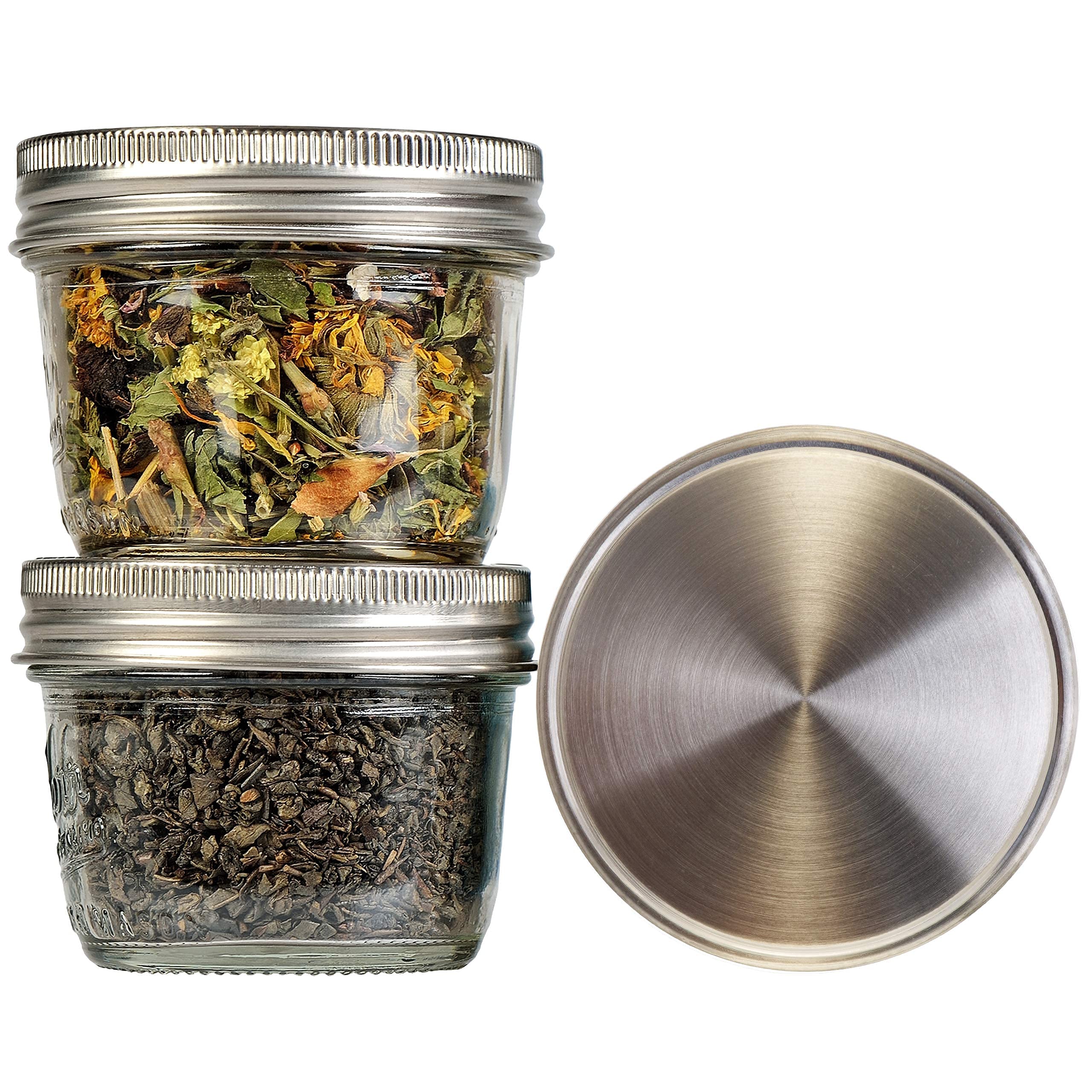 EcoPeaceful wide-mouth lids shown as dishwasher-safe, durable storage.
