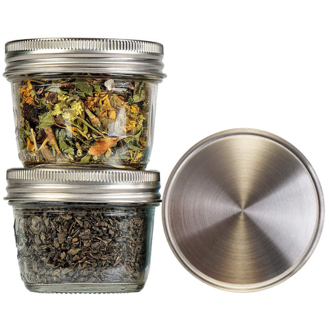 EcoPeaceful wide-mouth lids shown as dishwasher-safe, durable storage.