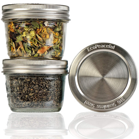 EcoPeaceful 316 lids fit wide-mouth Kerr and Ball jars for versatile storage