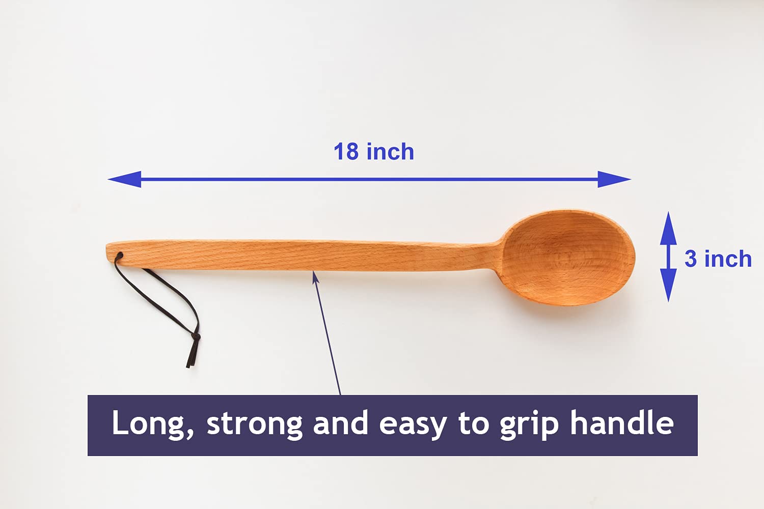 ECOSALL long-handle wooden spoon for safe stirring in large pots