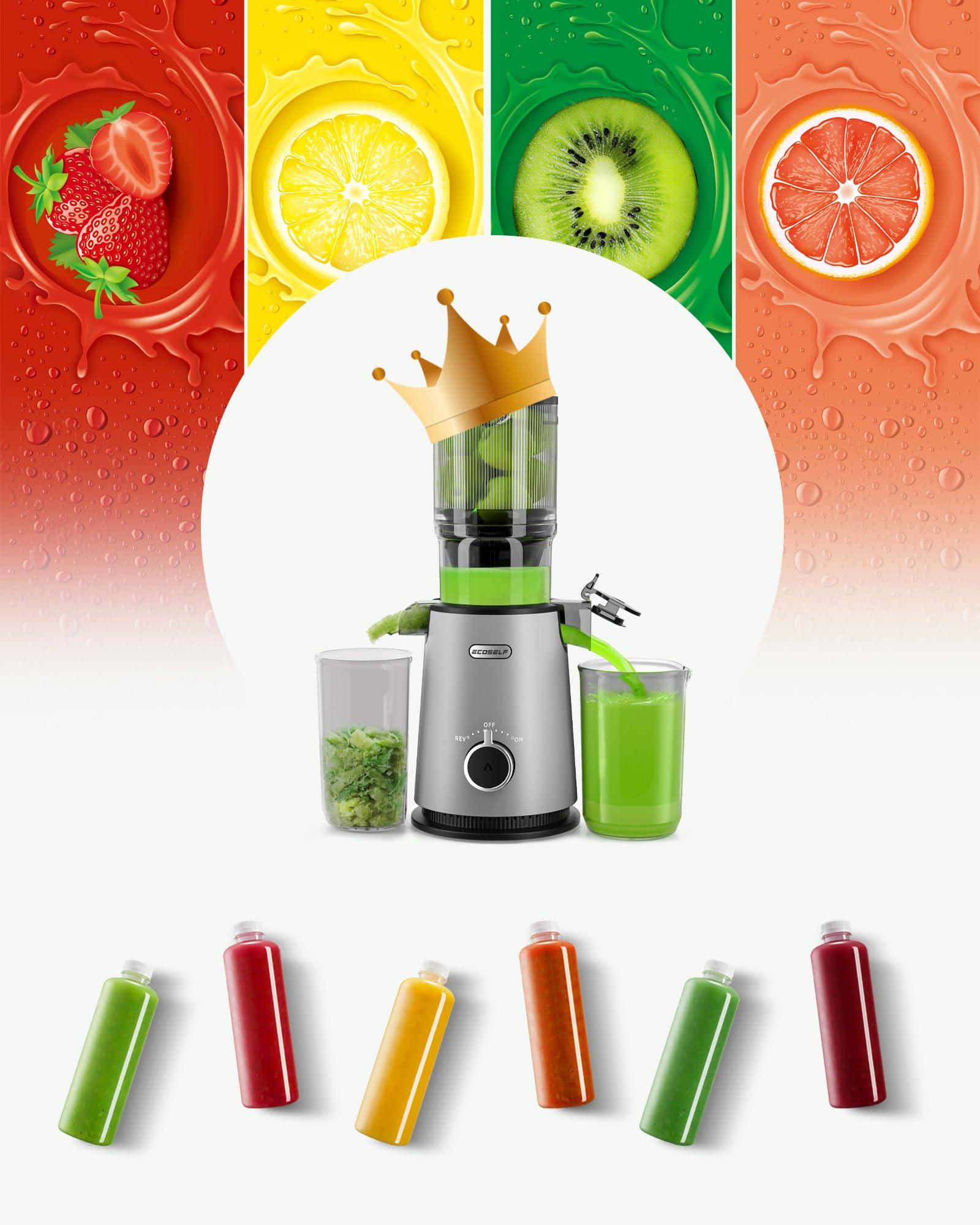 ECOSELF easy-assembly design with integrated hopper and cleaning brush.